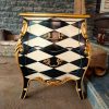 Louis XV Designed Harlequin Commode in black and cream diamond paint finish gold brass handles gilt bronze mounts - Image 7