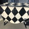 Louis XV black and antique cream harlequin (diamond pattern ) commode buffet hand made - Image 10