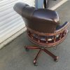 Captains chair in brown top grain leather and pecan antique finish to match the Presidents desk, hand made - Image 4