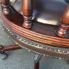 Captains chair in brown top grain leather and pecan antique finish to match the Presidents desk, hand made - Image 5