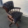 Captains chair in brown top grain leather and pecan antique finish to match the Presidents desk, hand made - Image 12
