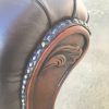 Captains chair in brown top grain leather and pecan antique finish to match the Presidents desk, hand made - Image 6