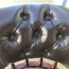 Captains chair in brown top grain leather and pecan antique finish to match the Presidents desk, hand made - Image 8