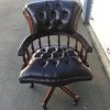 Captains chair in brown top grain leather and pecan antique finish to match the Presidents desk, hand made - Image 11