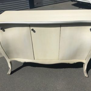 Louis XV French Commode in antiqued cream distressed finish, hand made and hand finished.