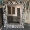 Louis XV hand carved beveled glass mirror antiqued silver gilding - Image 3