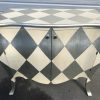 Louis XV stye commode finished in antique silver leaf , antique cream- harlequin pattern - Image 4