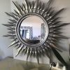 Louis XV Sunburst beveled glass mirror in silver leaf finish hand carved - Image 3