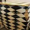 Louis XV Designed Harlequin Commode in black and cream diamond paint finish gold brass handles gilt bronze mounts - Image 3