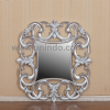 Louis XV round mirror in silver leaf distressed and antiqued finish - Image 7