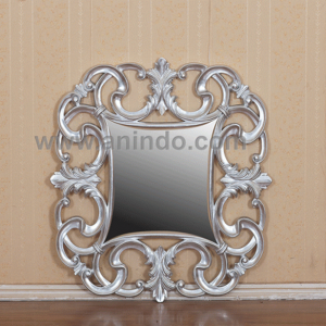 Louis XV antique reproduction silver leaf distressed beveled glass mirror