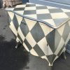 Louis XV stye commode finished in antique silver leaf , antique cream- harlequin pattern - Image 2