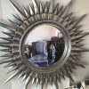 Louis XV Sunburst beveled glass mirror in silver leaf finish hand carved - Image 2