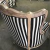 Louis XV Chair with cushion in antique white wash -hand carved -hand finished- in black /white stripe fabric - Image 4