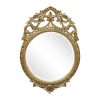 French Louis XV 19 century carved Gilt-wood oval mirror in silver leaf hand carved beveled glass - Image 2