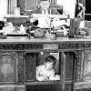 U S Presidential Desk "Resolute Desk" in antiqued mahogany finish- hand carved mahogany with full grain leather top - Image 26