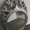 French Louis XV 19 century carved Gilt-wood oval mirror in silver leaf hand carved beveled glass - Image 3