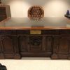 U S Presidential Desk "Resolute Desk" in antiqued mahogany finish- hand carved mahogany with full grain leather top - Image 2