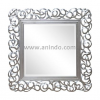 Louis XV round mirror in silver leaf distressed and antiqued finish - Image 5