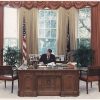 U S Presidential Desk "Resolute Desk" in antiqued mahogany finish- hand carved mahogany with full grain leather top - Image 4