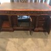 U S Presidential Desk "Resolute Desk" in antiqued mahogany finish- hand carved mahogany with full grain leather top - Image 5