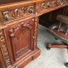 U S Presidential Desk "Resolute Desk" in antiqued mahogany finish- hand carved mahogany with full grain leather top - Image 16