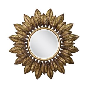 Louis XV round mirror in silver leaf distressed and antiqued finish