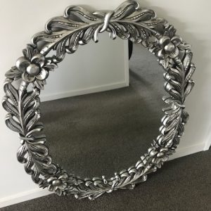 Louis XV Antiqued mirror in silver gilding-hand carved- hand finished mirror