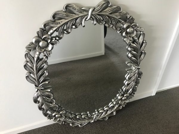 Louis XV Antiqued mirror in silver gilding-hand carved- hand finished mirror